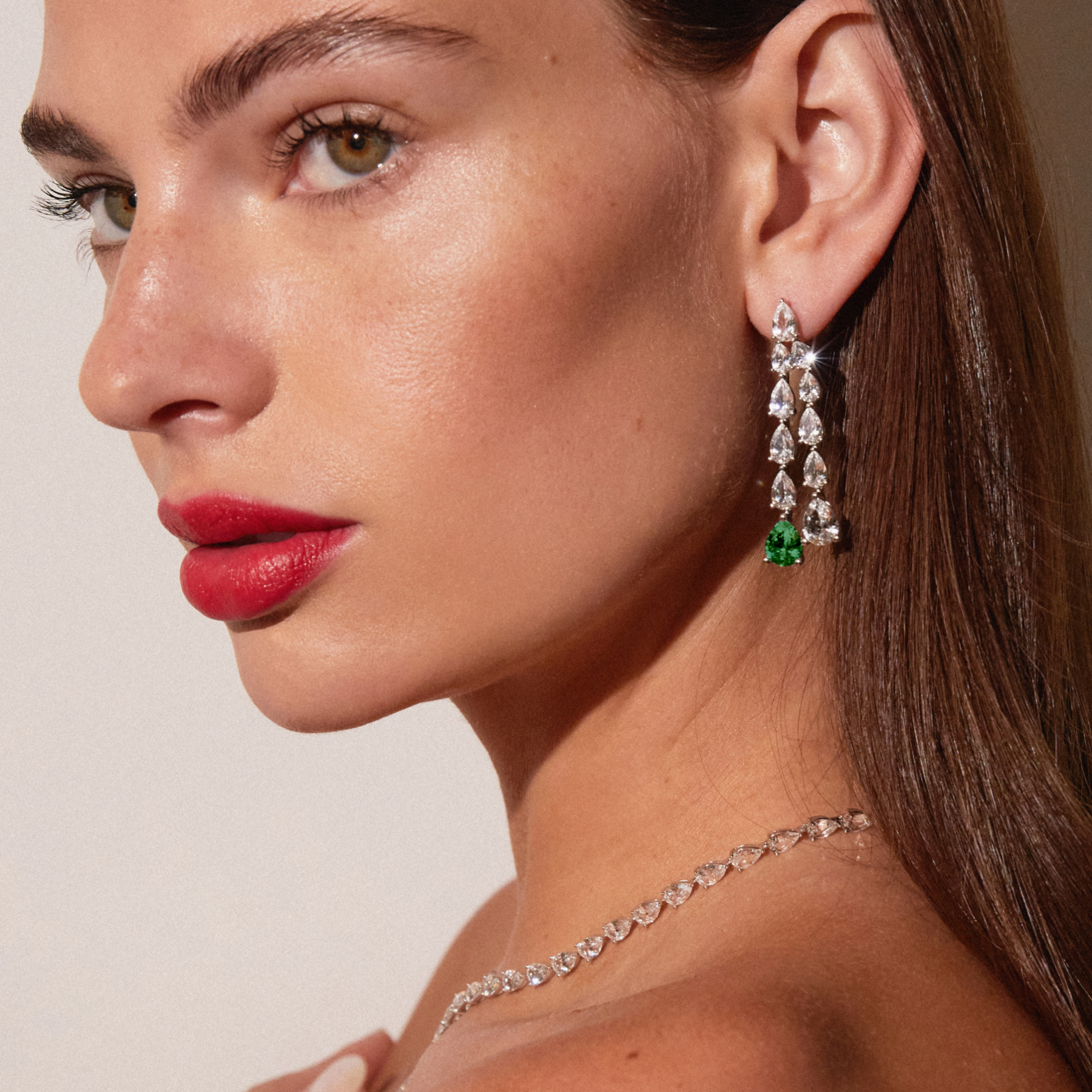 Sparkling Teardrop-Shaped Tassel Earrings