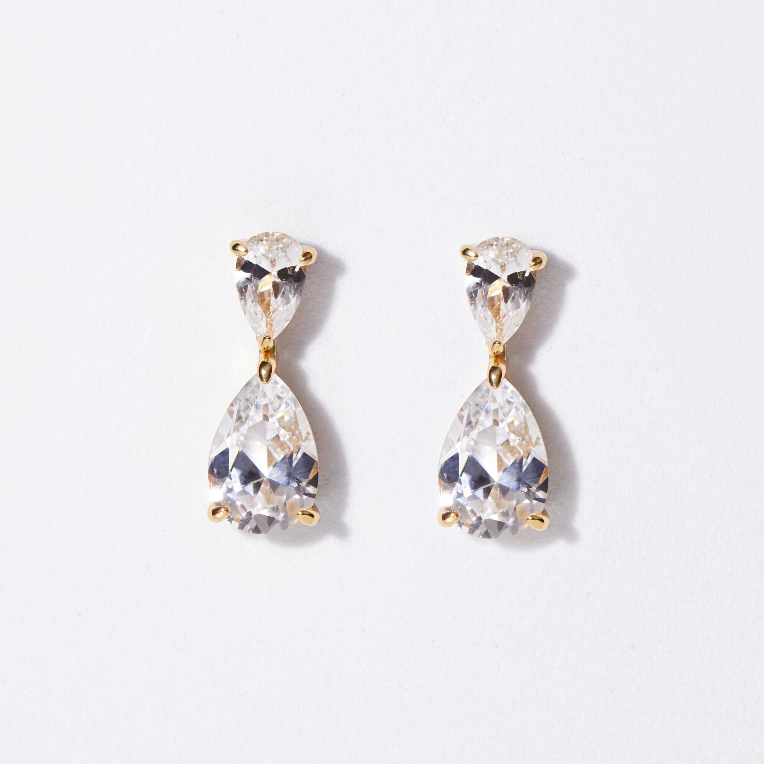 Pear-Shaped Crystal Double Drop Earrings