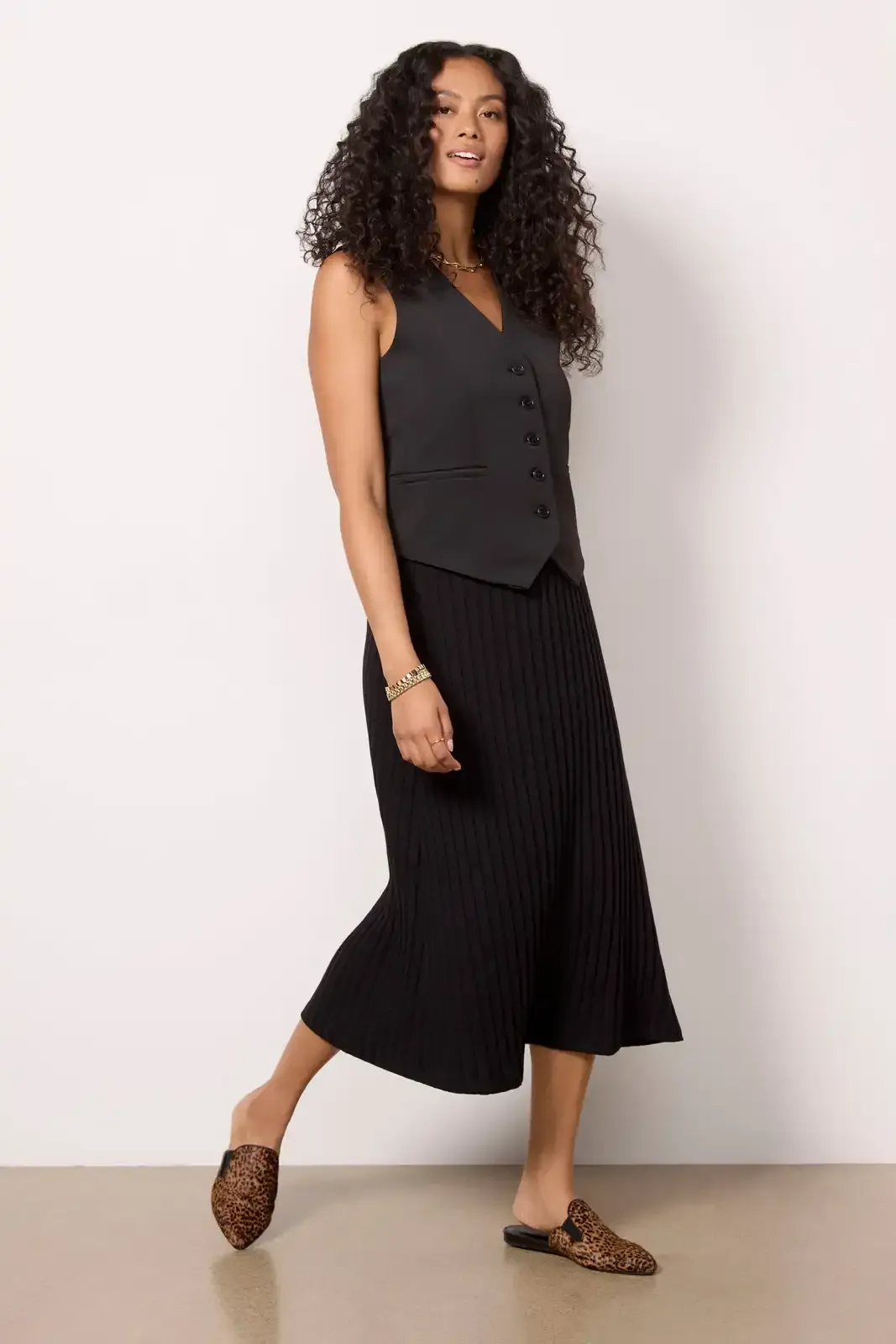 Black Slit Midi Skirt