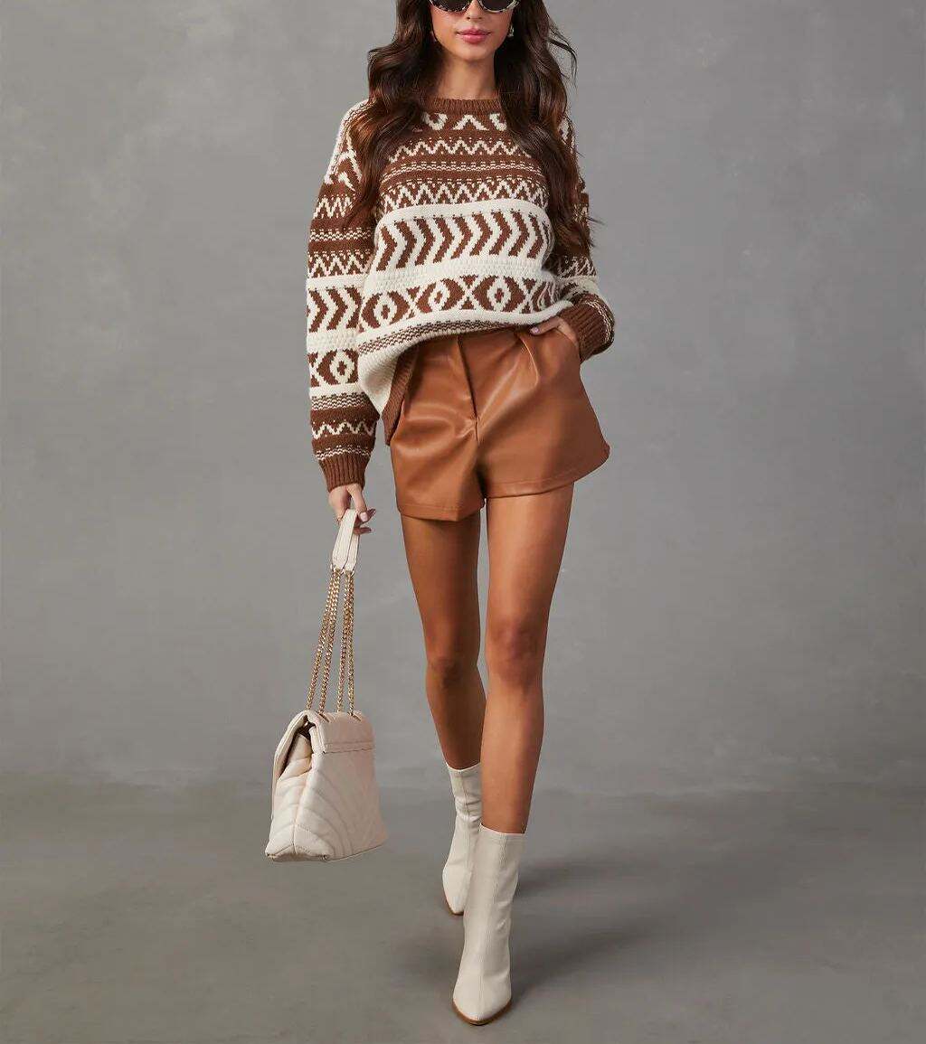 Abstract Print Pullover Sweater