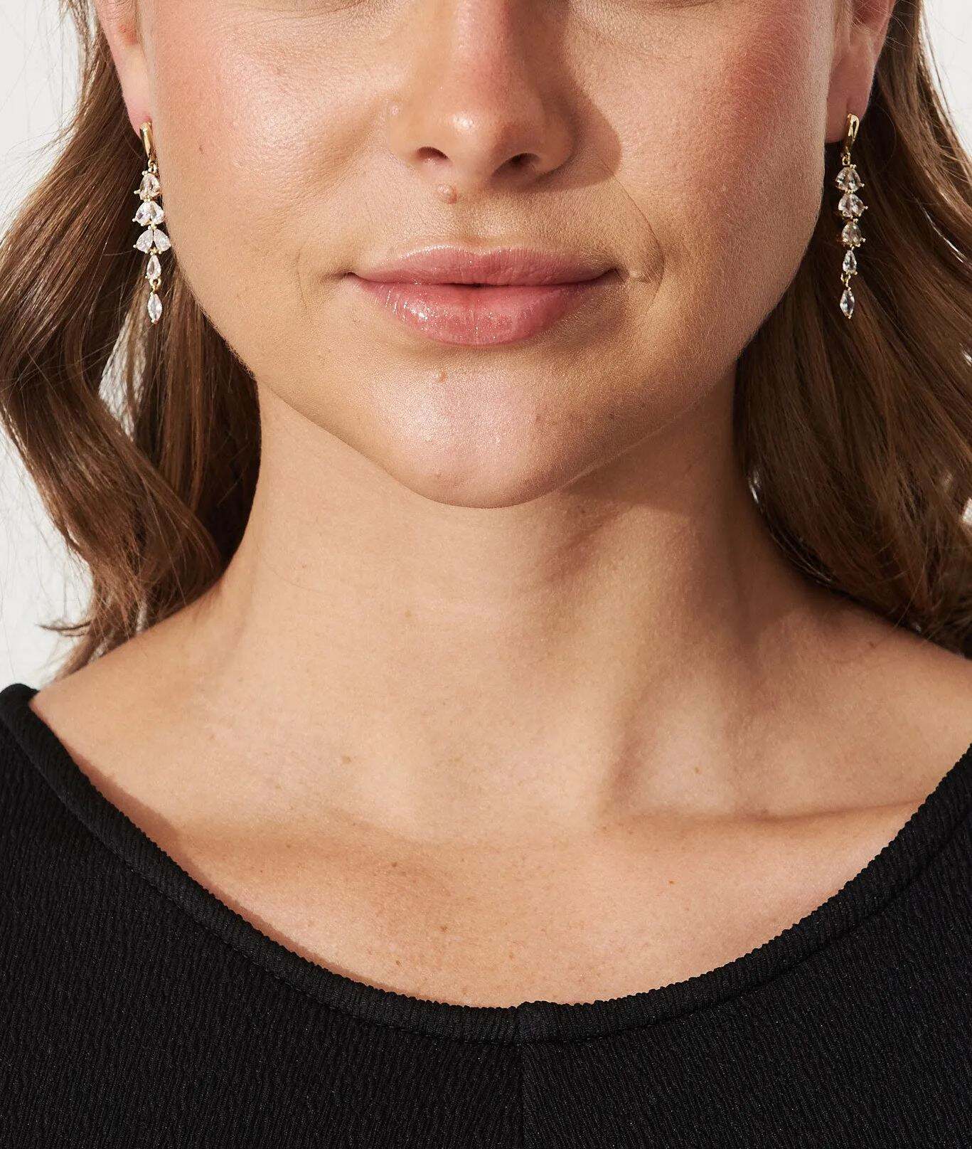 Drop Earrings In Gold Diamante