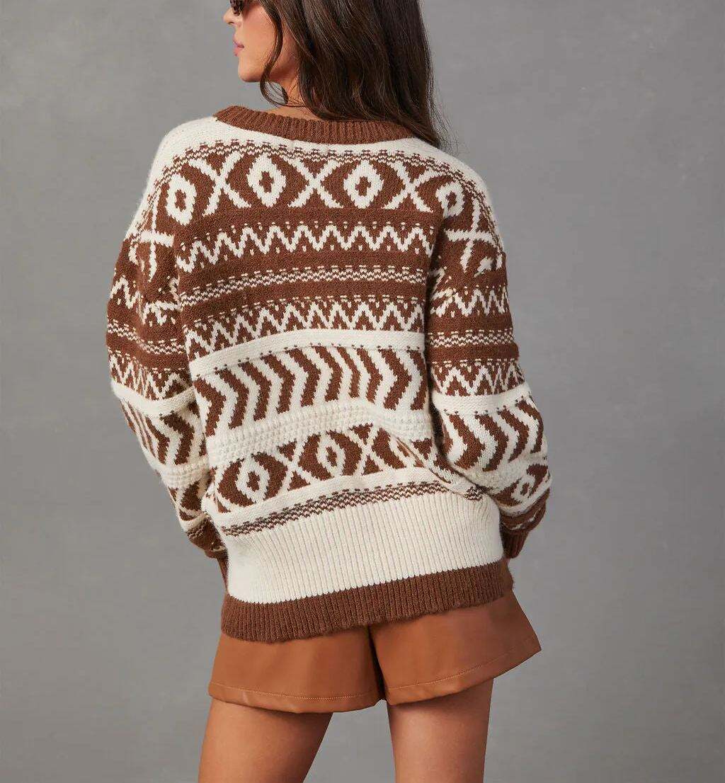Abstract Print Pullover Sweater