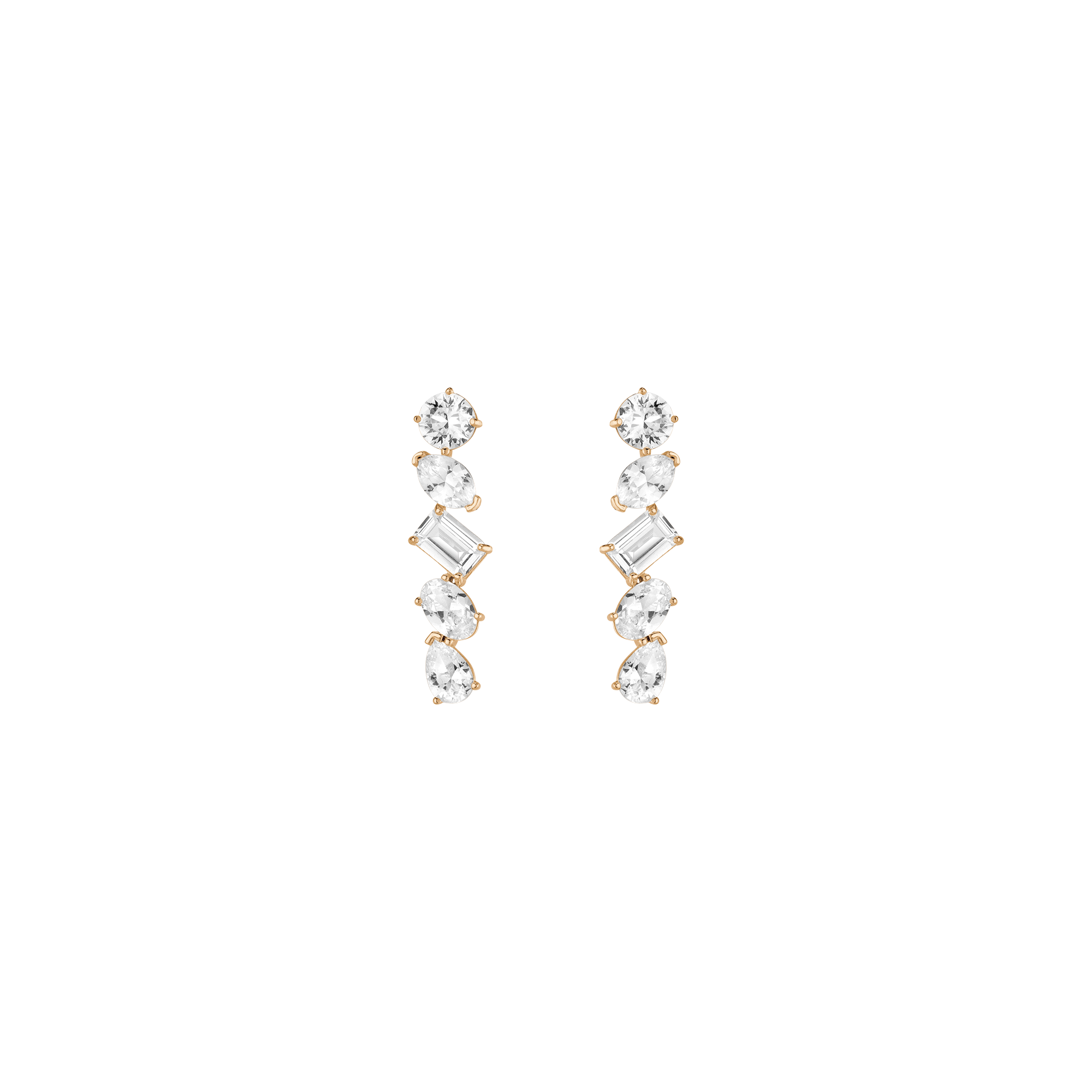 White Sapphire Mixed Shape Tennis Earrings