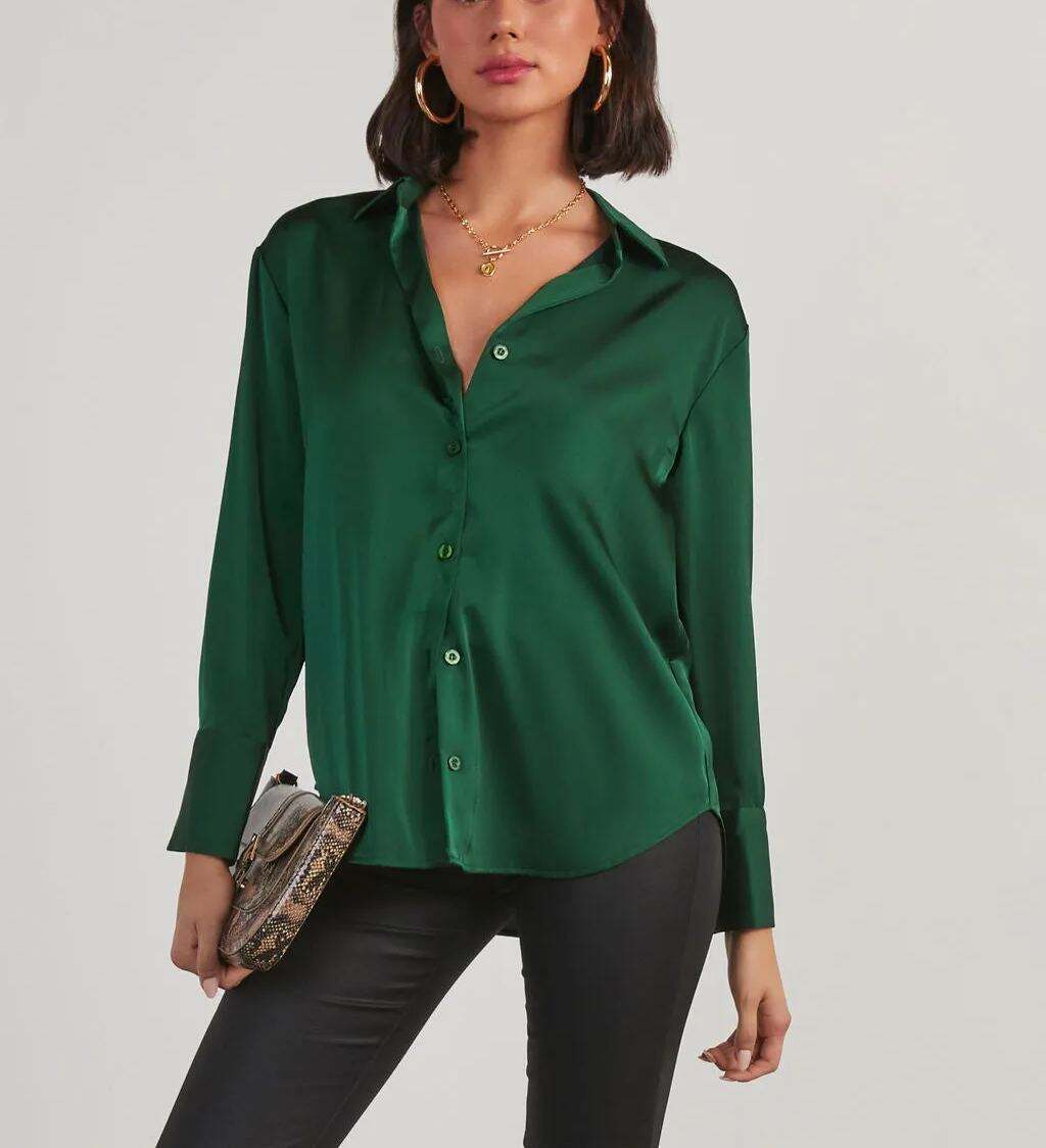 Satin Button Down Top