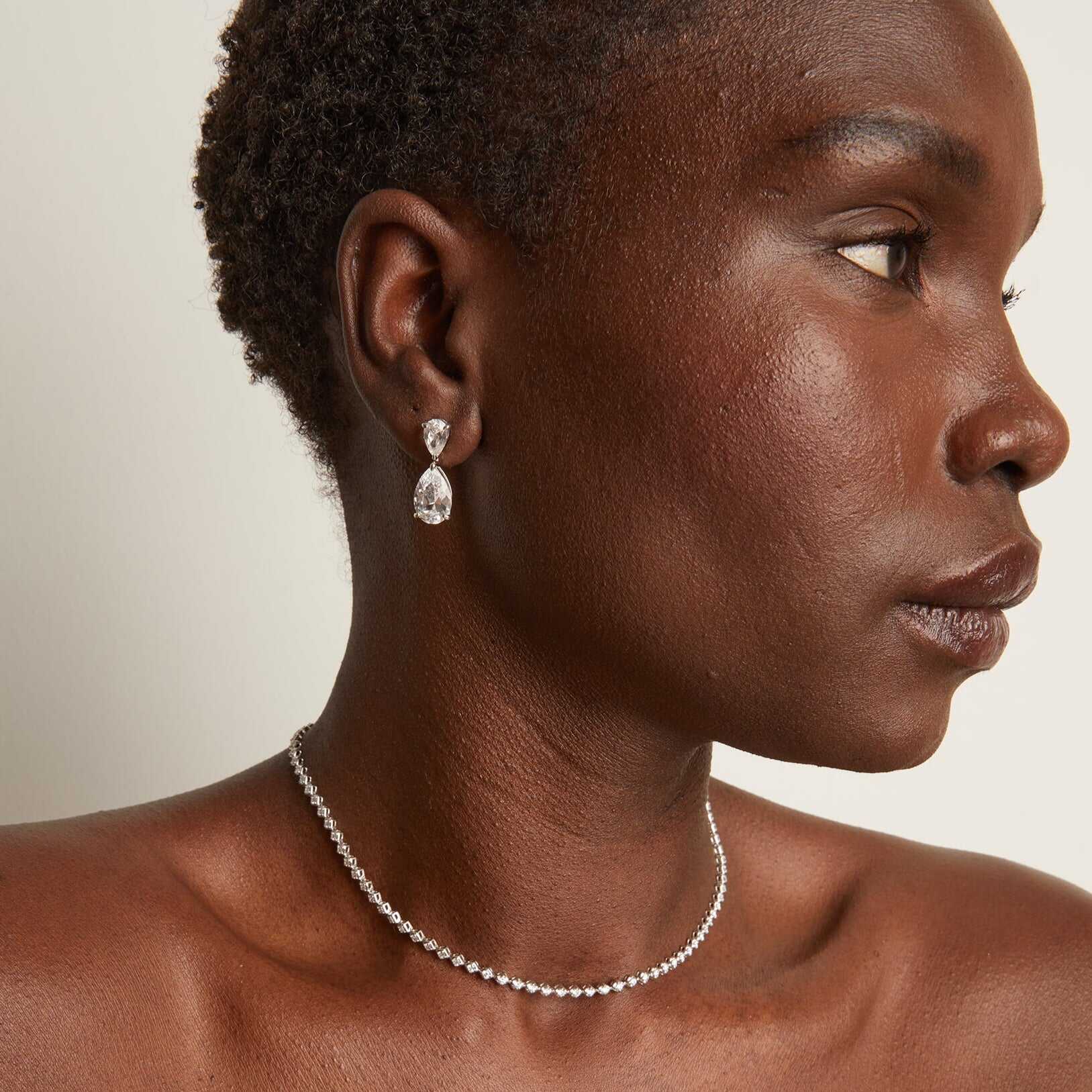 Pear-Shaped Crystal Double Drop Earrings