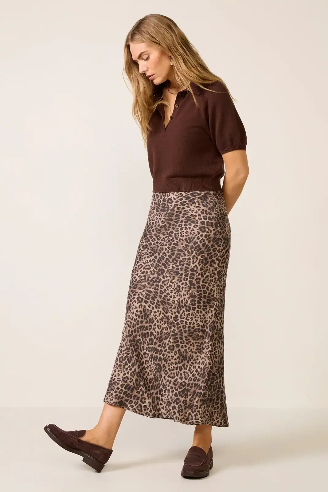Desert Tan Leopard Maxi Skirt
